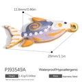 18K gold plated stainless steel fish pendant charm with blue and orange enamel patterns - Colorful Tropical Fish A (PJ93549A)