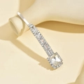 Macro shot of silver hair clip with rectangle crystals and pave rhinestones detail - Square Silver (E2325) / Silver