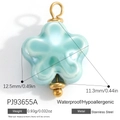 Light blue flower charm pendant in stainless steel with gold metal loop and base - Light Blue Flower (PJ93655A)