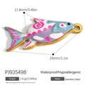 Colorful fish charm pendant in 18K gold plated stainless steel for jewelry making - Purple Tropical Fish B (PJ93549B)