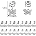 22pcs silver butterfly dreadlock jewelry charms with detailed dimensions and 20mm height - Large Edition / Silver