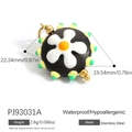 Colorful black mushroom flower pendant in stainless steel for DIY necklace charms - Black Base White Flower Style (PJ93031A)