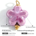 Pink purple flower pendant charm in stainless steel for DIY jewelry making - Pink Purple Flower (PJ93655C)