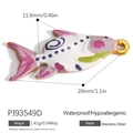 Colorful fish shaped stainless steel pendant with enamel details and gold plating - Green Tropical Fish D (PJ93549D)