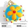 Sky blue flower pendant in stainless steel with colorful enamel detail and gold ring - Sky Blue Flower Style (PJ93636)