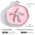 Pink enamel starfish charm in 18K gold plated stainless steel for DIY jewelry - Pink Starfish (PJ91632BS)