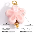 Pink floral stainless steel pendant charm for DIY jewelry with gold metal accents - Pink Flower (PJ93655E)
