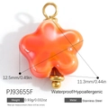 Orange gradient floral charm in stainless steel with waterproof gold-tone base - Orange Red Gradient Flower (PJ93655F)