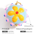 Blue ball charm with yellow flower in stainless steel for DIY colorful necklaces - Light Blue Yellow Flower Ball Style (PJ93638)