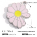 Pink daisy stainless steel pendant charm with glitter petals and yellow center - Pink Daisy (PJ91747AS)