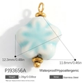 DIY stainless steel five-petal flower pendant with white finish and blue snowflake patterns - White Blue Veined Flower (PJ93656A)