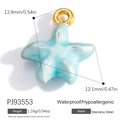 Blue glitter starfish pendant in gold plated stainless steel for DIY jewelry making - Blue Starfish Style (PJ93553)