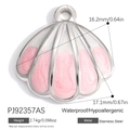 Waterproof stainless steel shell pendant with pink glitter enamel for jewelry DIY - Pink Shell (PJ92357AS)