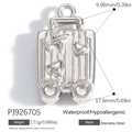 Silver stainless steel mini suitcase pendant with airplane and heart embossed details - Suitcase (PJ92670S)