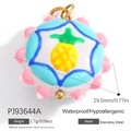 Colorful stainless steel round pendant with pineapple motif and pink studded edge - Blue White Pineapple Disc(PJ93644A)