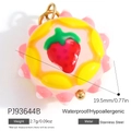 Pink strawberry charm in stainless steel with macaron colors for DIY jewelry necklaces - Pink Strawberry Disc(PJ93644B)