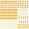 Detailansicht des 202-teiligen goldenen Haarschmuck-Sets mit Muschel- und Herzanhängern - Goldener Stil (In Box)