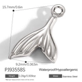 Polished stainless steel whale tail pendant with high-quality silver finish for jewelry - Silver Fish Tail Style (PJ93558S)