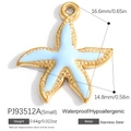 Starfish pendant in light blue enamel and 18K gold-plated stainless steel, small size - Small Blue Starfish (PJ93512A)