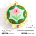 Pink flower mushroom resin pendant with stainless steel ring for DIY necklace - Floral Inlaid Clear Disc(PJ93644D)