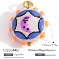 Colorful stainless steel round pendant featuring purple moon and orange spikes - Purple Moon Disc(PJ93644G)