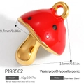Red mushroom pendant in gold-plated stainless steel with colorful enamel detailing - Red White Mushroom Style (PJ93562)