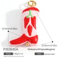 Pink stainless steel cowboy boot pendant with red chili pattern for DIY jewelry making - Pink Chili Boot(PJ93645A)