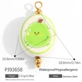 Waterproof stainless steel pear pendant with cute smile face and green finish - Green Smiling Pear (PJ93658)