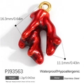 18K gold plated stainless steel red coral flower charm for DIY jewelry making - Red Coral Style (PJ93563)