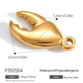 Golden stainless steel lobster claw charm with waterproof and hypoallergenic finish - Lobster Claw Style (PJ93564)