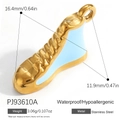 Goldener Edelstahl-Sneaker-Anhänger mit hellblauer Emaille-Veredelung für Ketten - Hellblau Emaille Sneaker Anhänger (PJ93610A)
