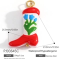 Colorful enamel boot pendant in blue and red stainless steel for DIY jewelry making - Red White Blue Flower Boot(PJ93645C)