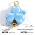 Light blue four-leaf clover resin charm with stainless steel metal pendant base - Blue Clover (PJ93660)