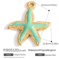 Starfish pendant in 18K gold plated stainless steel with mint green enamel inlay - Small Green Starfish (PJ93512D)