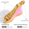 Rosafarbener Sneaker-Anhänger aus 18K vergoldetem Edelstahl mit Größenangaben - Rosa Tropfkleber Sneaker Anhänger (PJ93610B)