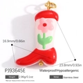 Colorful stainless steel boot charm with red enamel and pink flower for DIY necklaces - Red White Pink Flower Boot(PJ93645E)