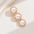 Elegante fermaglio per capelli in stile coreano con tre perle e castoni dorati decorati - Oro