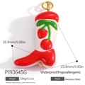 Red boot pendant in stainless steel with cherry enamel design for DIY necklaces - Pj93645g (cherry)