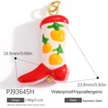 White stainless steel cowboy boot pendant with orange fruit pattern and red accents - Red White Orange Boot(PJ93645H)