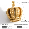 18K gold plated stainless steel crown pendant with waterproof beaded texture design - Crown Pendant (PJ93514)