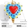 Colorful heart pendant in red and blue stainless steel with measurements and weight details - Blue Polka Dot Heart(PJ93647A)