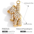 18K gold plated stainless steel bear pendant with sparkling rhinestones for jewelry DIY - Full Diamond Bear (PJ93515)