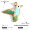 Gold plated stainless steel hummingbird pendant with blue and green enamel details - Colorful Hummingbird (PJ93571)