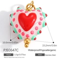 Pink and red heart-shaped stainless steel pendant with dimensions 16.6x15.2mm - Pink Petal Heart(PJ93647C)