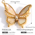 Goldener Schmetterlingsanhänger mit schillernden Muschelflügeln und weißen Perlen - Irisierende Muschel Schmetterling Perle Eingelegt Anhänger (PJ93613A)