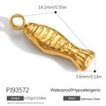 Gold-plated stainless steel fish pendant with wave texture for Mother's Day jewelry - Wavy Little Fish (PJ93572)
