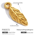 Golden stainless steel feather pendant charm with detailed texture and waterproof finish - Gold Feather Style (PJ93573)