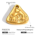 18K gold plated stainless steel triangle pendant with heart engraving and dimensions - Quote Triangle Style (PJ93574)