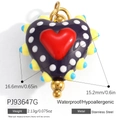 Purple heart pendant in stainless steel with colorful dots and a gold finish ring - Purple Polka Dot Heart(PJ93647G)