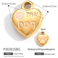 18K vergoldeter Edelstahl-Herzanhänger mit My Dog Gravur und rosa Pfotenabdruck-Detail - Goldenes Herz 'my DOG' Rosa Einlage Anhänger (PJ93615BG)